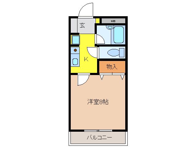 マンションさくら(1K/3階)の間取り写真