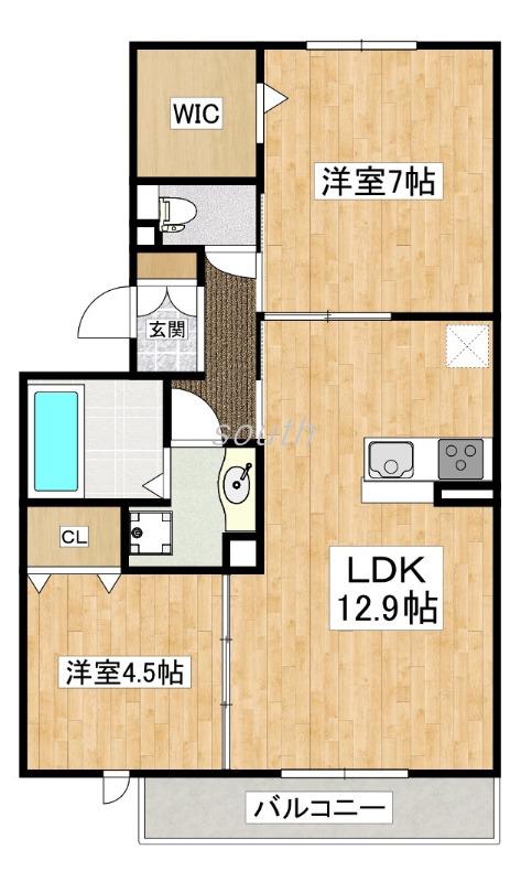 プレジール(2LDK/2階)の間取り写真