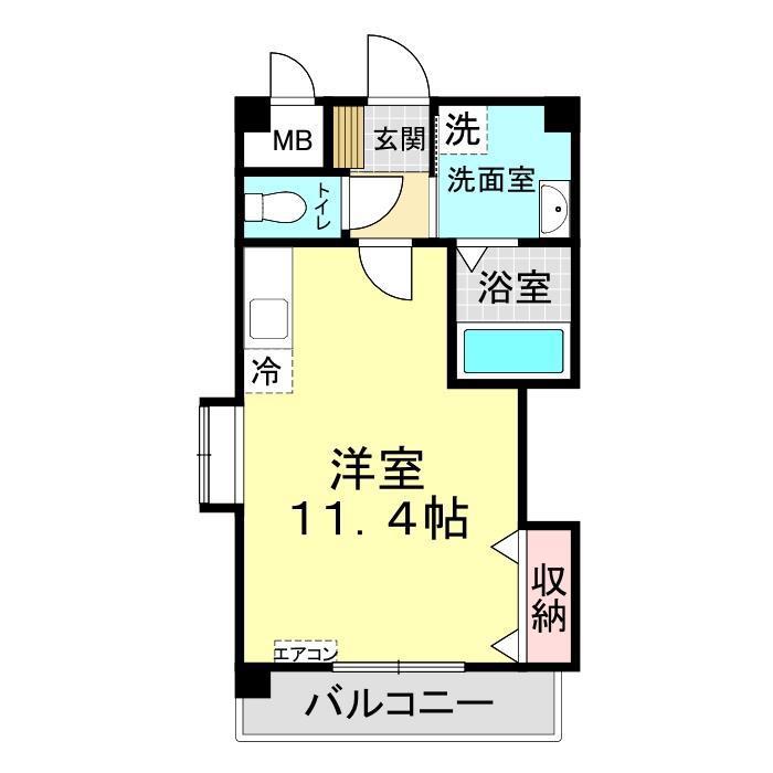 ペルソナ新下関(ワンルーム/4階)の間取り写真