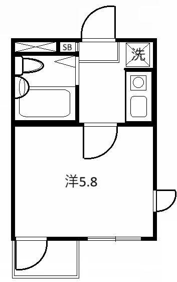 上福岡メゾンスタット(1K/2階)の間取り写真