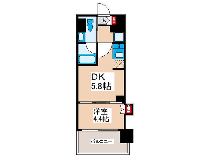 ワンルーフレジデンス西日暮里(1DK/8階)の間取り写真