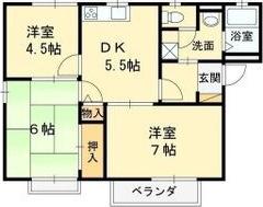 サンプレイス貝塚A棟B棟C棟(3DK/2階)の間取り写真