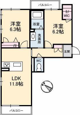 レジェンド N(2LDK/1階)の間取り写真