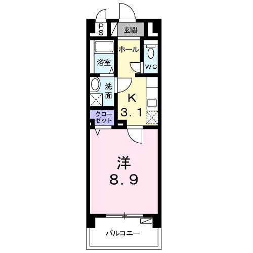 イーストヒル(1K/7階)の間取り写真