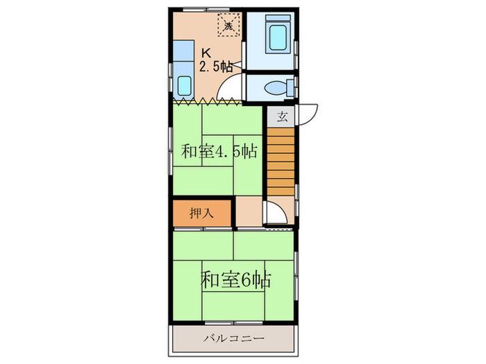 鈴木ハイツ(2K/2階)の間取り写真