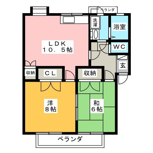 小柴見ハイツ(2LDK/2階)の間取り写真