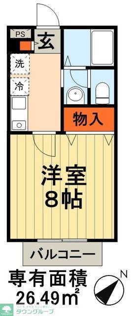エスパシオ C・D棟(1K/1階)の間取り写真