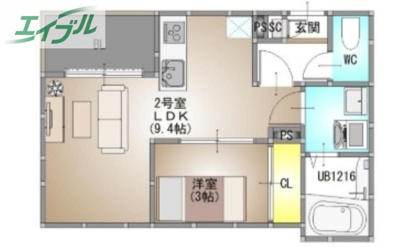REGALEST 今(1LDK/3階)の間取り写真
