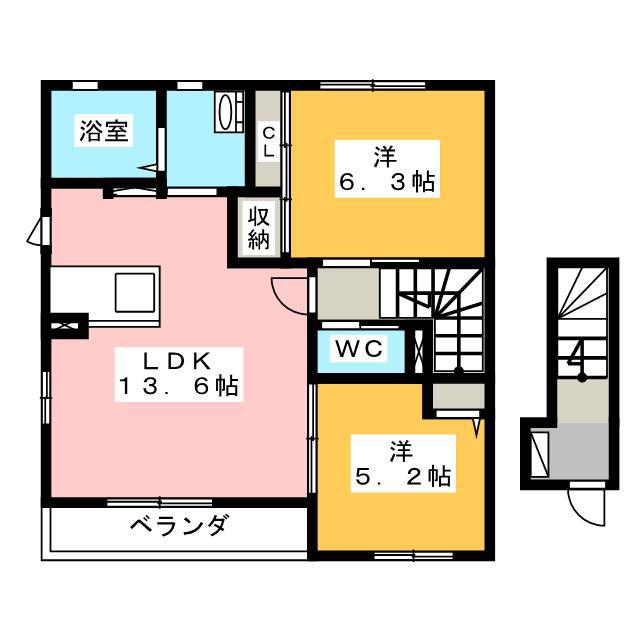ルミエール小池(2LDK/2階)の間取り写真