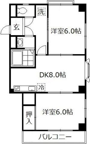 和幸マンション(2DK/1階)の間取り写真