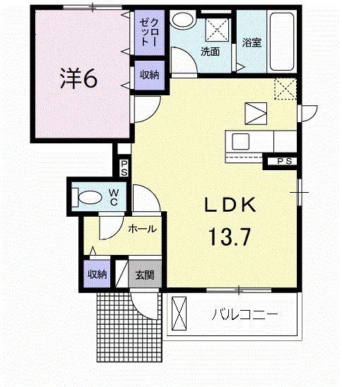 エクセレント ピリオド(1LDK/1階)の間取り写真
