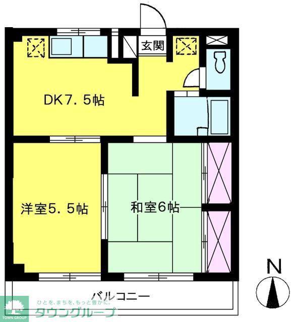 エステートピアカモシタ(2DK/3階)の間取り写真