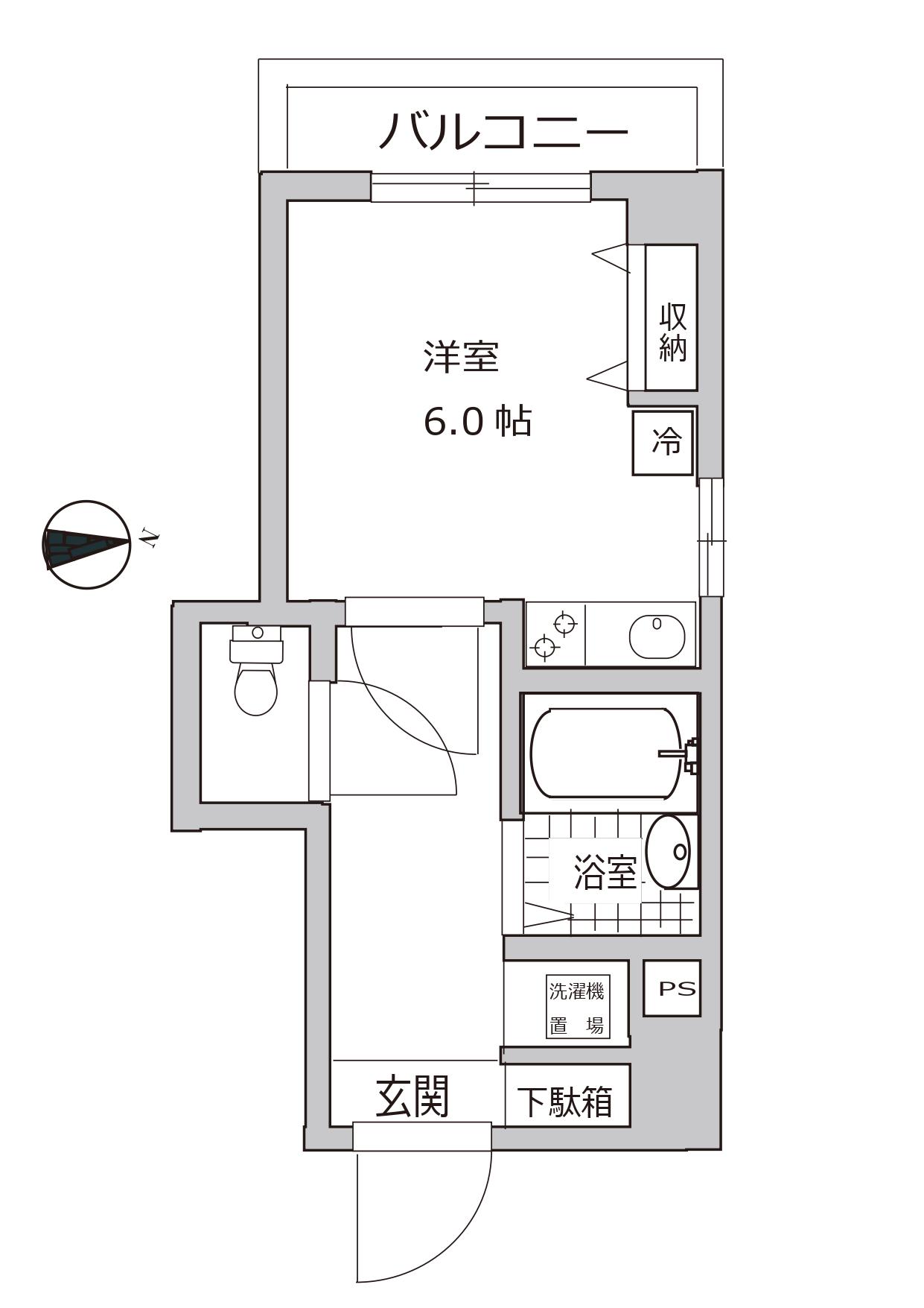 ルミエールアイ(ワンルーム/1階)の間取り写真
