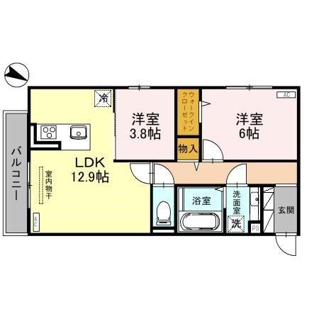 HANANO・SAYUME(2LDK/3階)の間取り写真