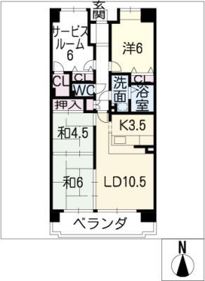 シャトレ愛松大垣 503号(3LDK/5階)の間取り写真