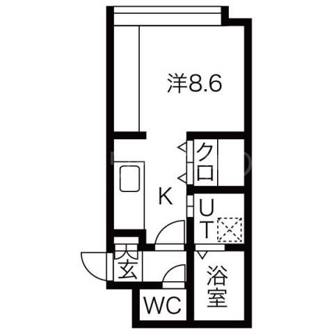 GRAND DU ROI(1K/4階)の間取り写真