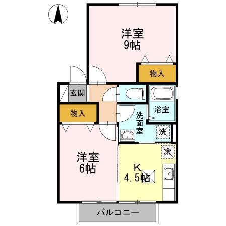ハイカムール村田(1LDK/1階)の間取り写真