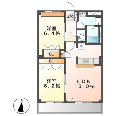 エーヴィヒハイム(2LDK/2階)の間取り写真