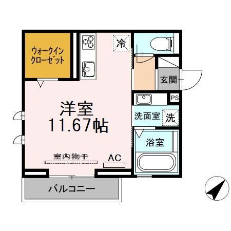 プライムヒル若松(ワンルーム/3階)の間取り写真