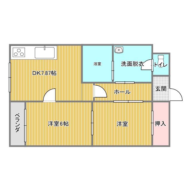 もみじ屋マンション(2DK/3階)の間取り写真