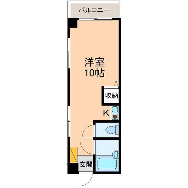 七ツ屋チェリーハイツ(ワンルーム/2階)の間取り写真