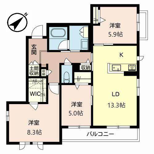 シャーメゾンビアンカ(3LDK/2階)の間取り写真