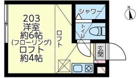 ユナイト鶴見カテドラルの杜(ワンルーム/2階)の間取り写真