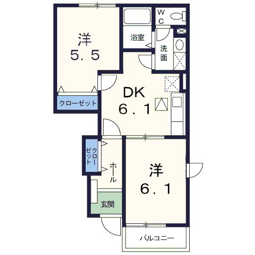 エステ・パルケ(2DK/1階)の間取り写真