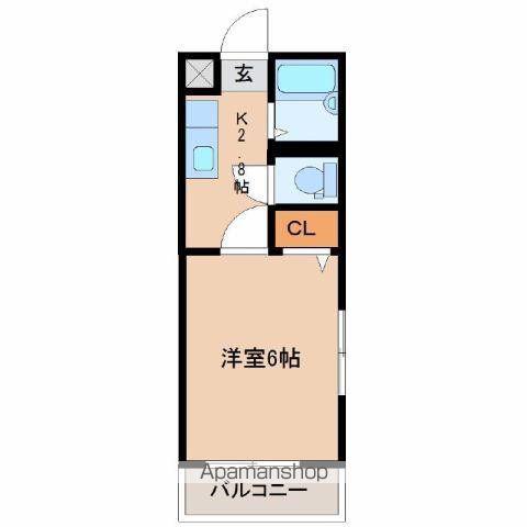 ブラッサム(1K/4階)の間取り写真