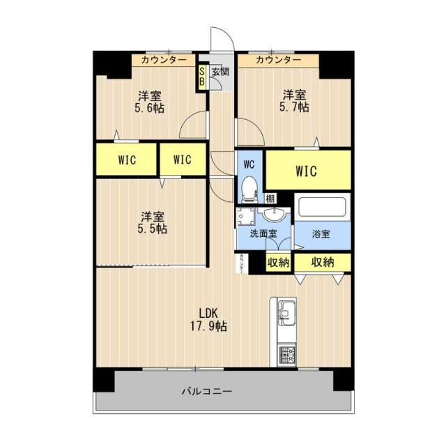 LIBTH光の森(3LDK/8階)の間取り写真