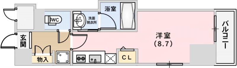 シャーメゾン 神戸(1K/9階)の間取り写真