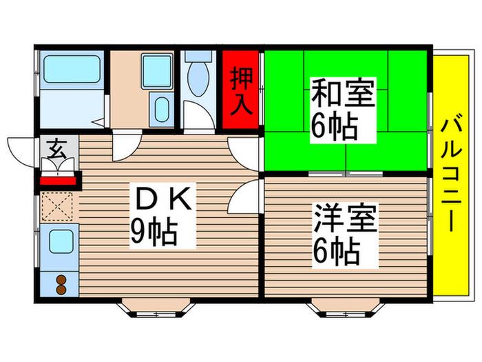 トヨダハイツ(2DK/2階)の間取り写真