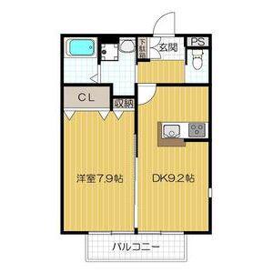 カーサ上島頭(1LDK/1階)の間取り写真
