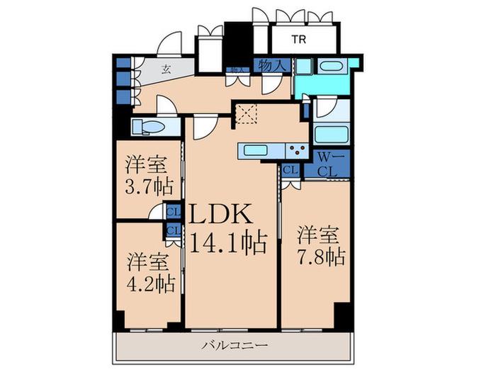 ジオタワー大阪十三(3LDK/35階)の間取り写真