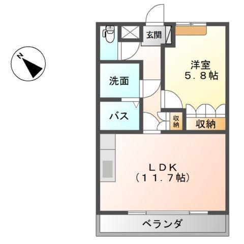 ルミナスハイム(1LDK/1階)の間取り写真