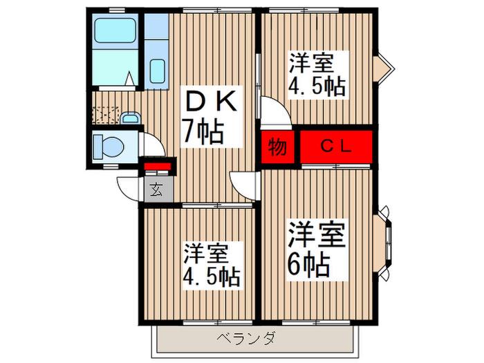 コーポいげたB(3DK/2階)の間取り写真