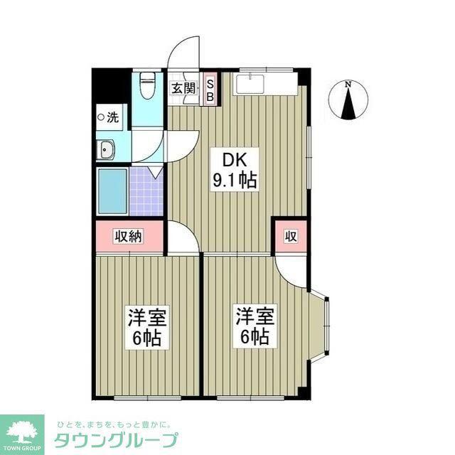 森田ハイツ(2DK/1階)の間取り写真