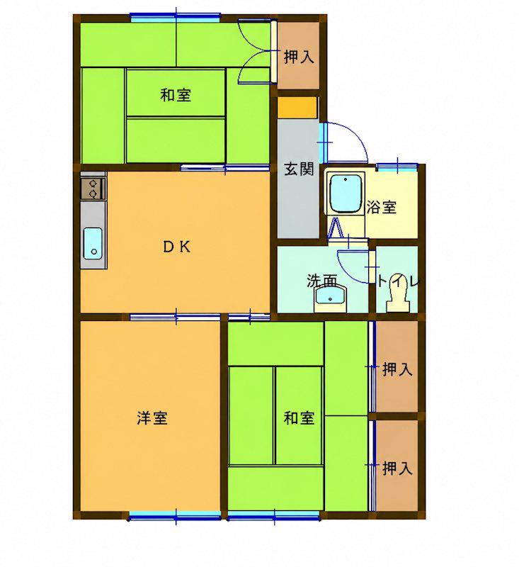 セジュール・上原 B(3DK/1階)の間取り写真