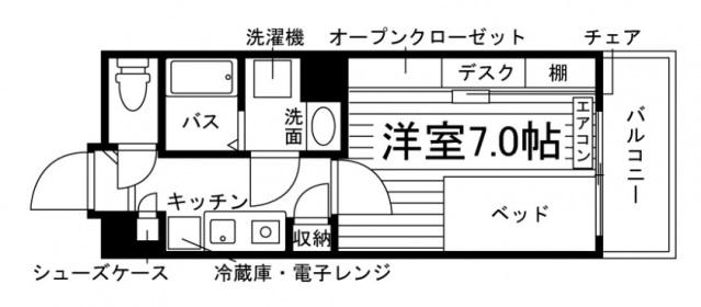 学生会館 UNI EMEAL 信州松本 イースト-ウエスト食事付き(1K/3階)の間取り写真