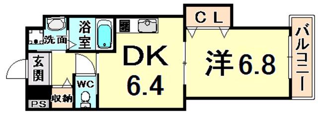 アミティ武庫之荘(1DK/2階)の間取り写真