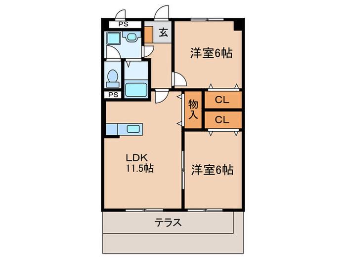 ビューテイ ウイン(2LDK/1階)の間取り写真