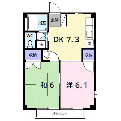 グリーンヒルズ(2DK/2階)の間取り写真