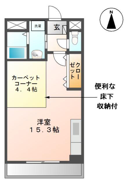 グランレーヴ東生駒(ワンルーム/2階)の間取り写真