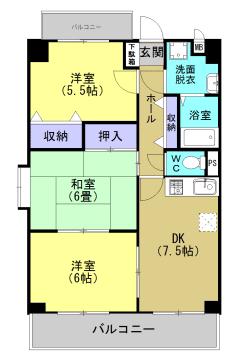 こうかマンション(3DK/2階)の間取り写真
