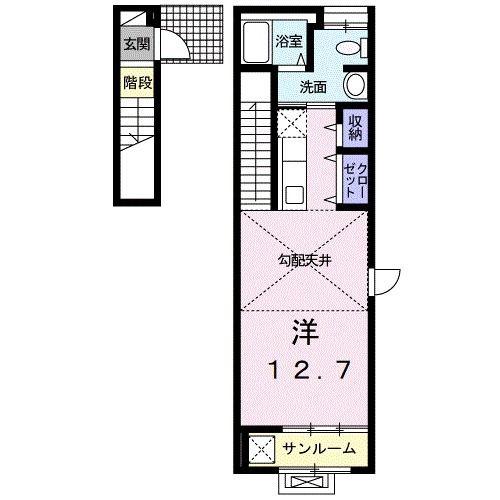 クリーン・カーサ東島(ワンルーム/2階)の間取り写真