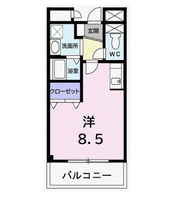 サンパティーク(ワンルーム/3階)の間取り写真
