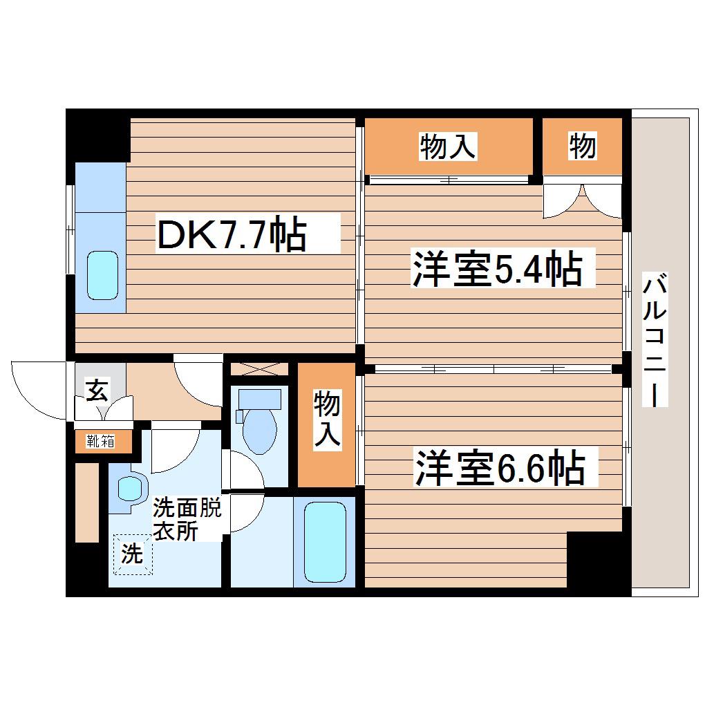 RENATO広瀬通(2DK/7階)の間取り写真