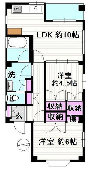 ナンブハイム15墨田(2LDK/2階)の間取り写真