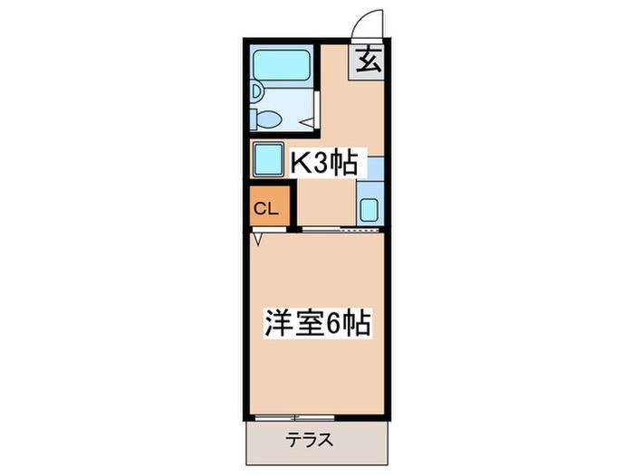 グリーンヒル(1K/2階)の間取り写真