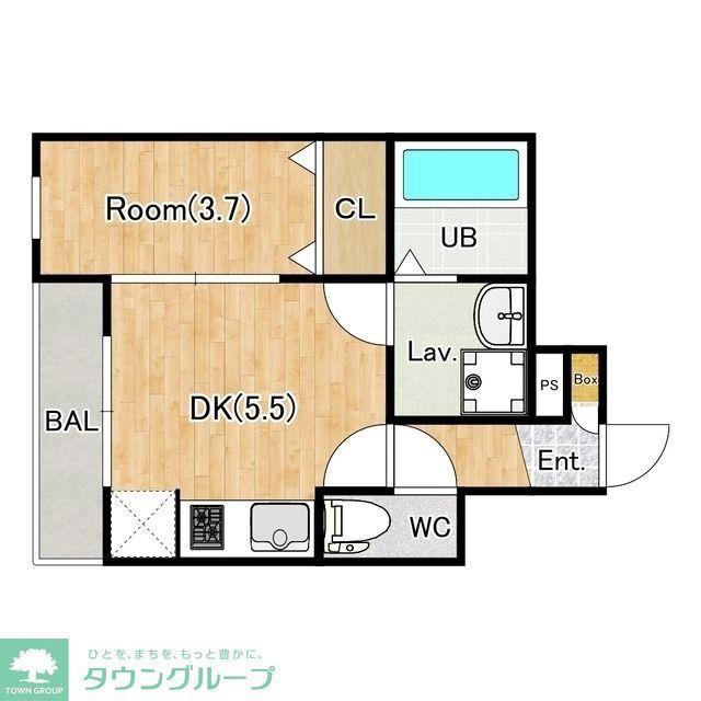 ジーメゾン吉川ノース(1DK/2階)の間取り写真